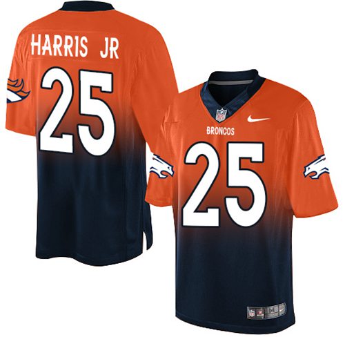 Nike Broncos #25 Chris Harris Jr Orange/Navy Blue Men's Stitched NFL Elite Fadeaway Fashion Jersey - Click Image to Close